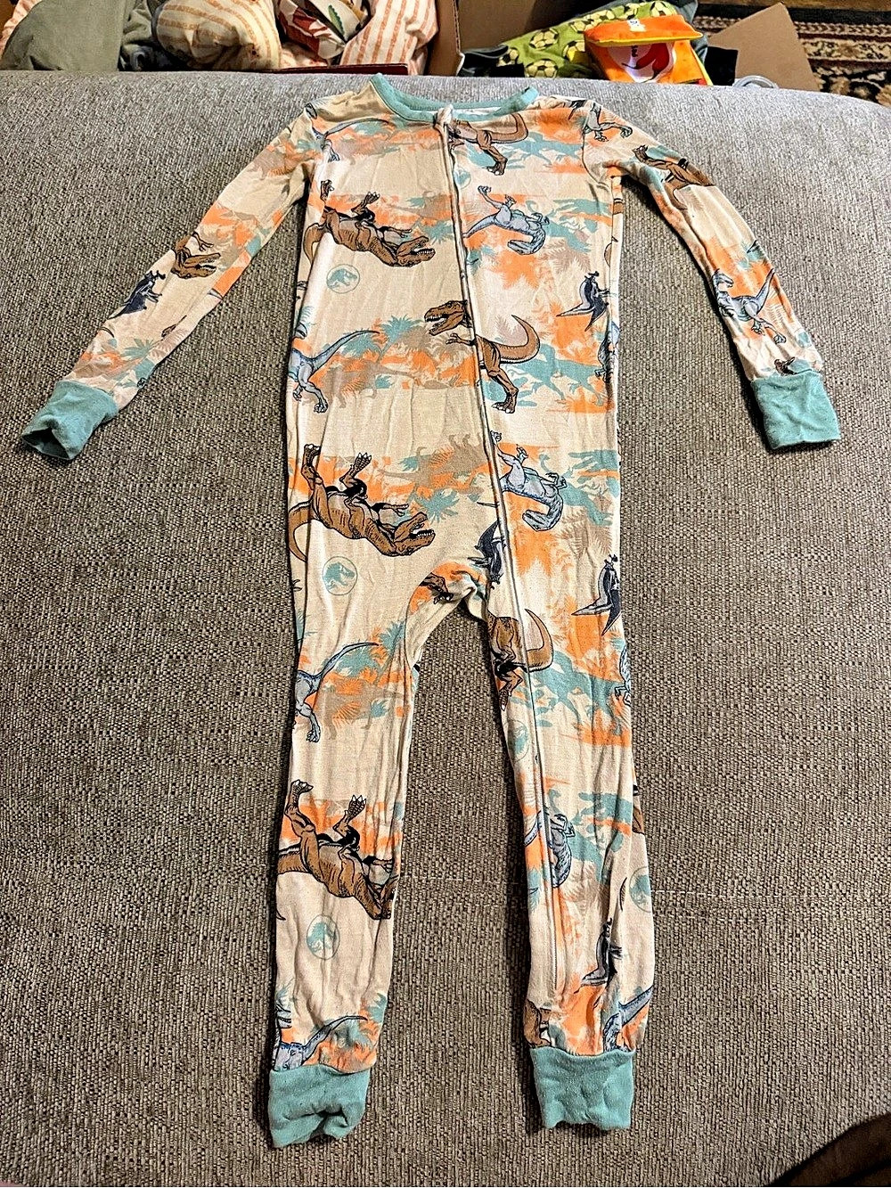Jurassic World Dinosaur Print Zip Footie Size 3T Like New